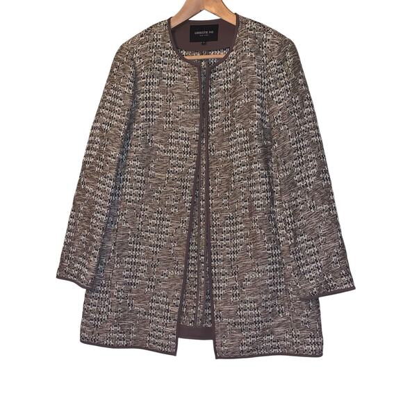 Lafayette 148 Tweed Pattern Evening Jacket Blazer Tan Brown Metallic sz 8 - Picture 3 of 7